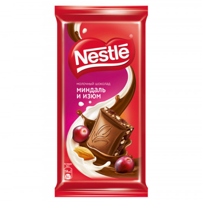 Chocolate bar with almonds and raisins Nestle 90g/82g