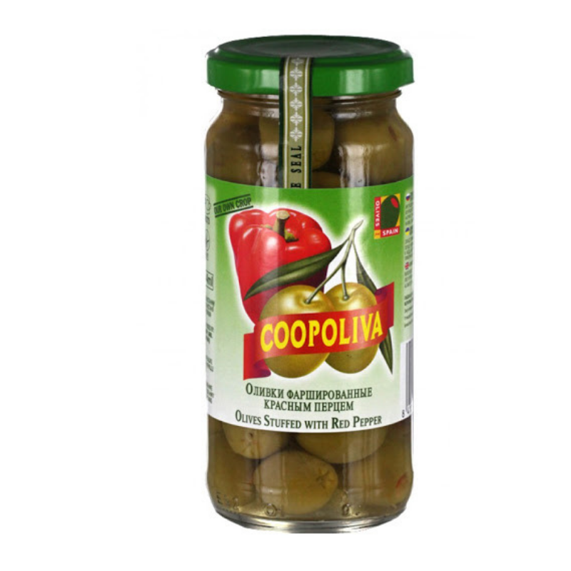 Green olives stuffed with hot pepper Coopoliva 370g