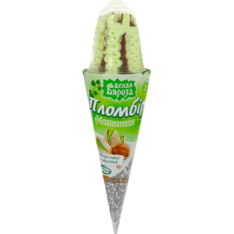 Ice-cream cone Belaya Bereza pistachio and hazelnuts 155g