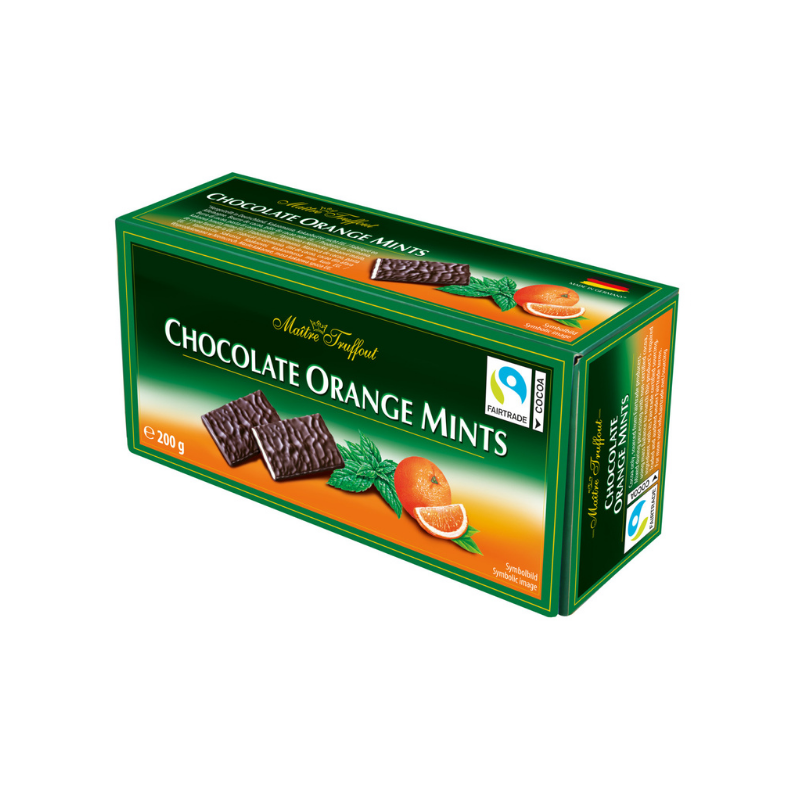 Chocolate with orange and mint filling Maitre Truffout 200g