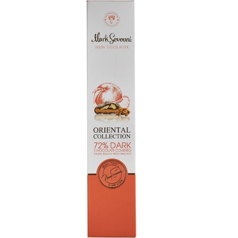 Chocolate set with dried peaches and walnuts 72% Mark Sevouni 130g