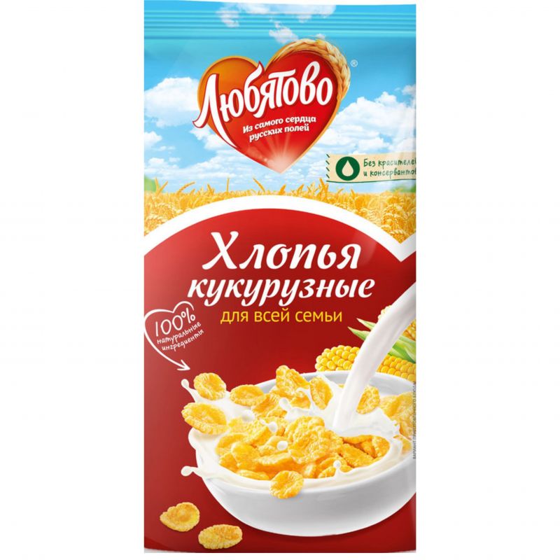 Кукурузные хлопья Любятово 300г